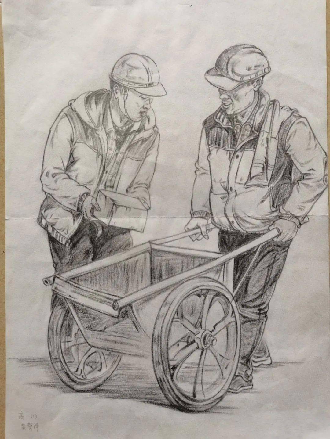 本次劳动人物速写,同学们用手中的画笔描绘了人们在岗位上劳动的画面