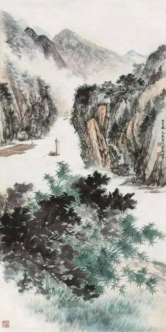 周元亮江上行舟图欣赏