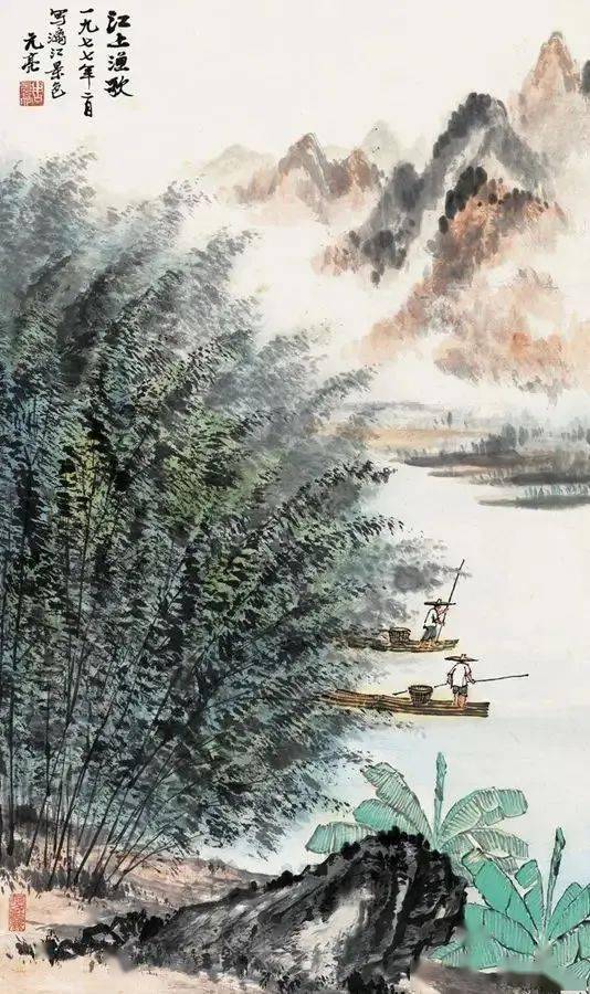 周元亮江上行舟图欣赏_北京_中国画_山水
