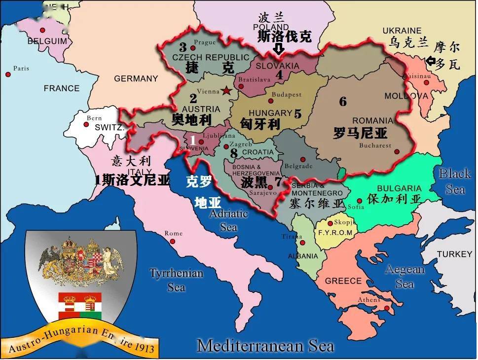 一战结束后曾是世界强国的奥匈帝国其战败后分裂成了几个国家