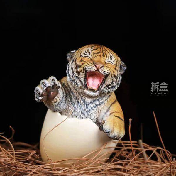 jxk诞生记虎宝仿真可爱创意萌系小老虎动物摆件手办潮玩