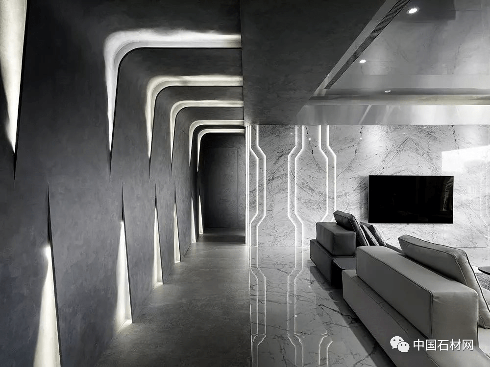 330㎡大平层大理石背景墙设计超有科技感