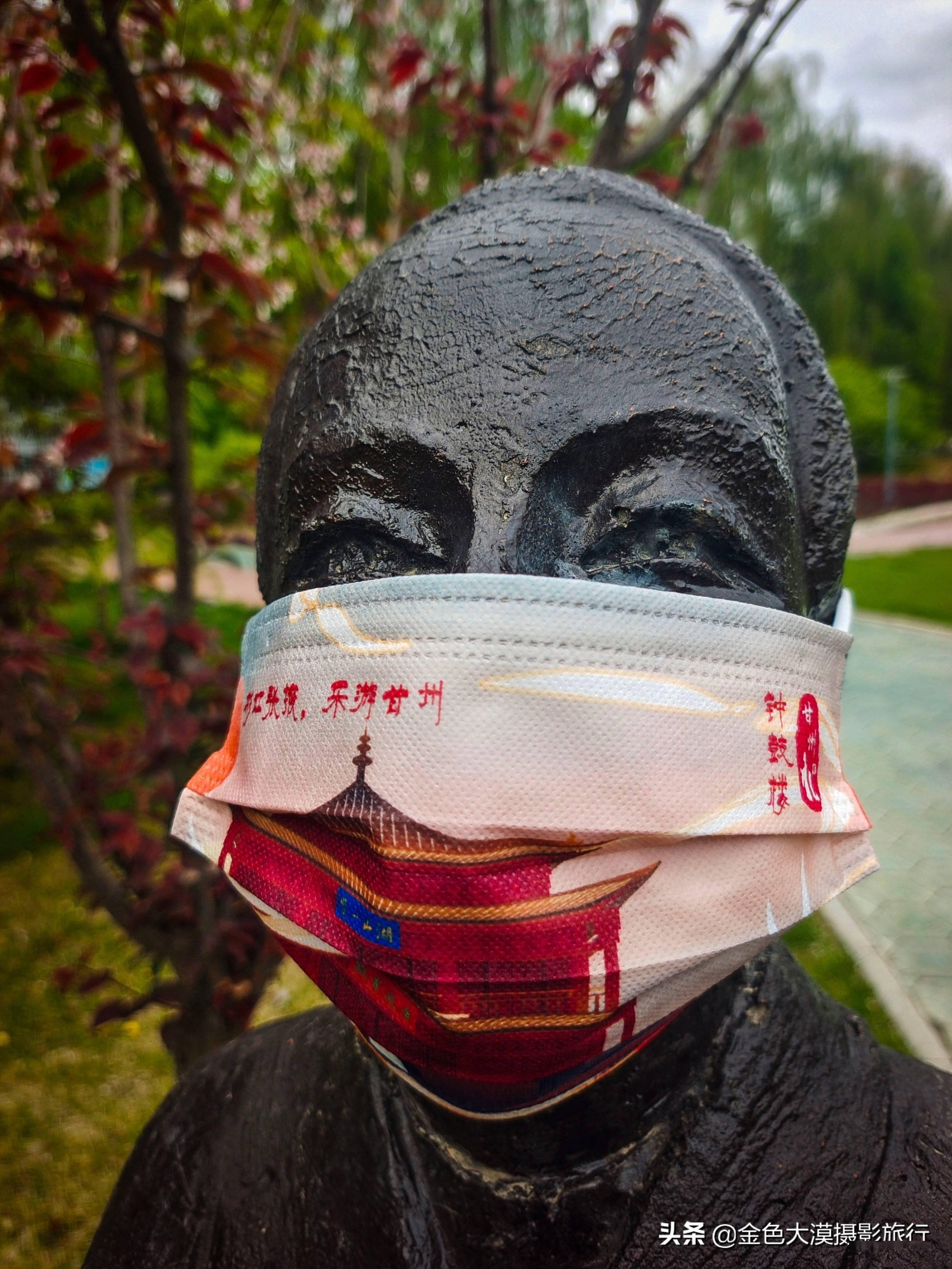 口罩,一组张掖文旅文创口罩的创意摄影_赵峰_金色_大漠