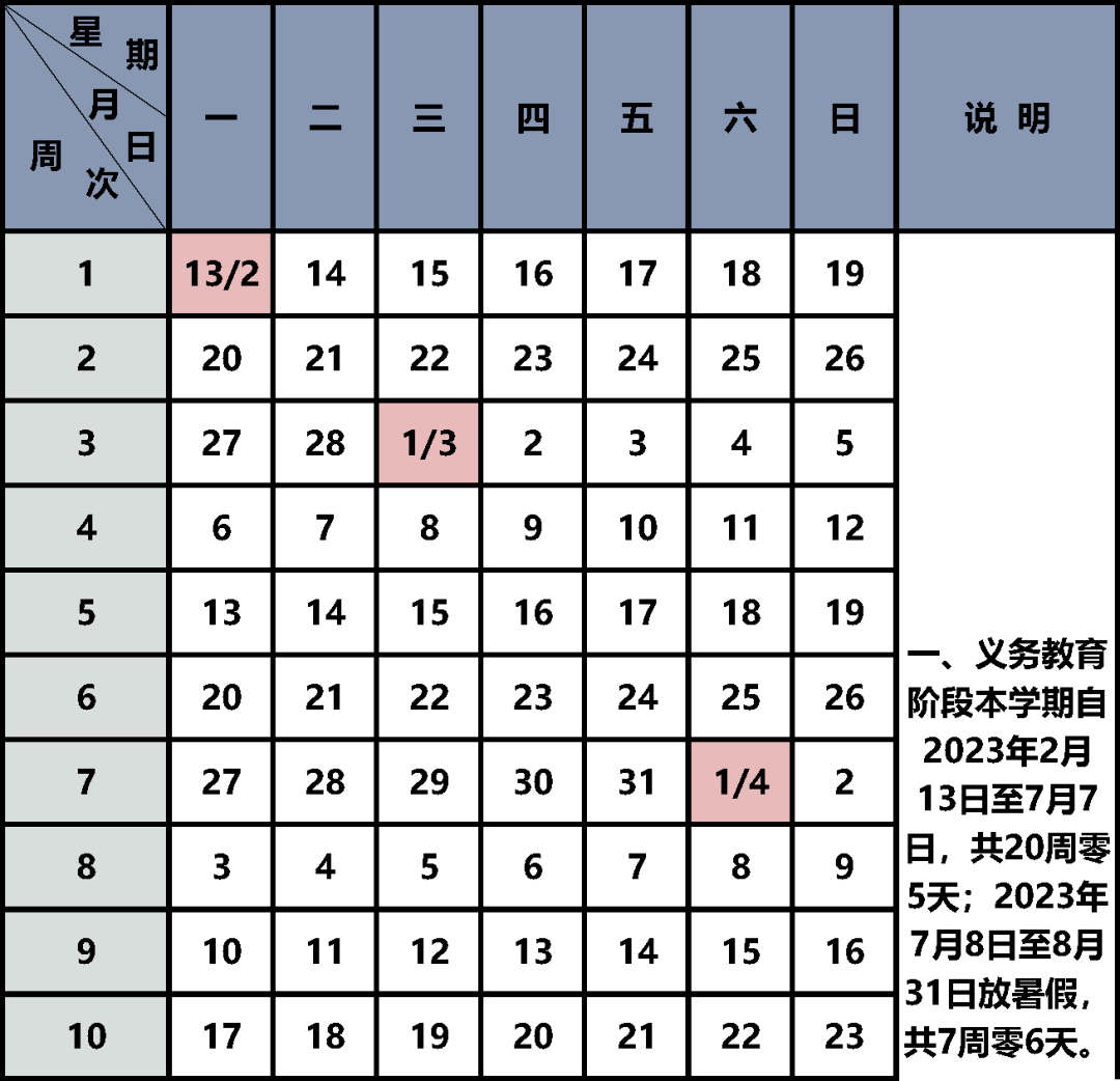 2022—2023学年度校历发布！明年寒暑假放假时间已确定