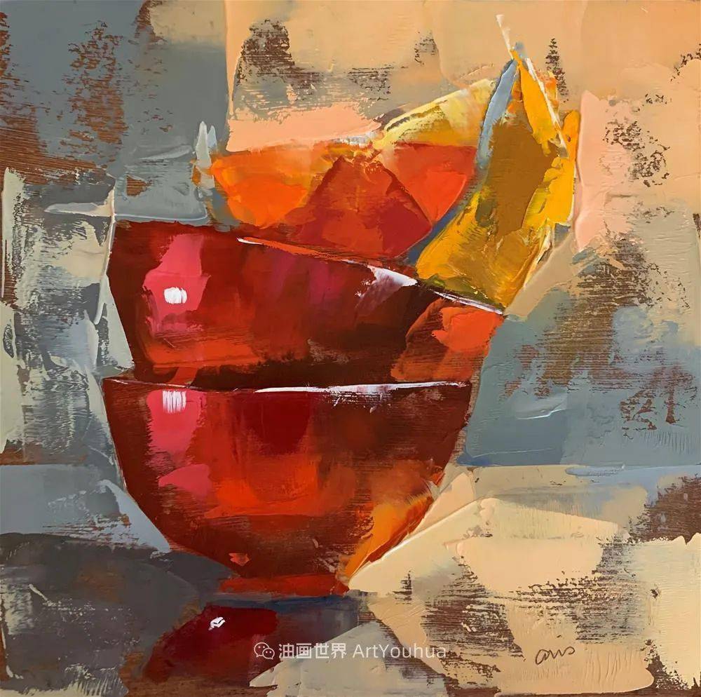 超美的色块笔触粗犷却又极具质感的静物油画