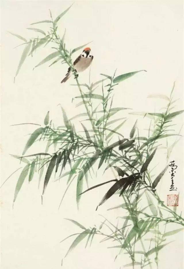 乔木国画竹鸟,青竹幽兰,花香鸟鸣!_竹雀图_小鸟_幽谷