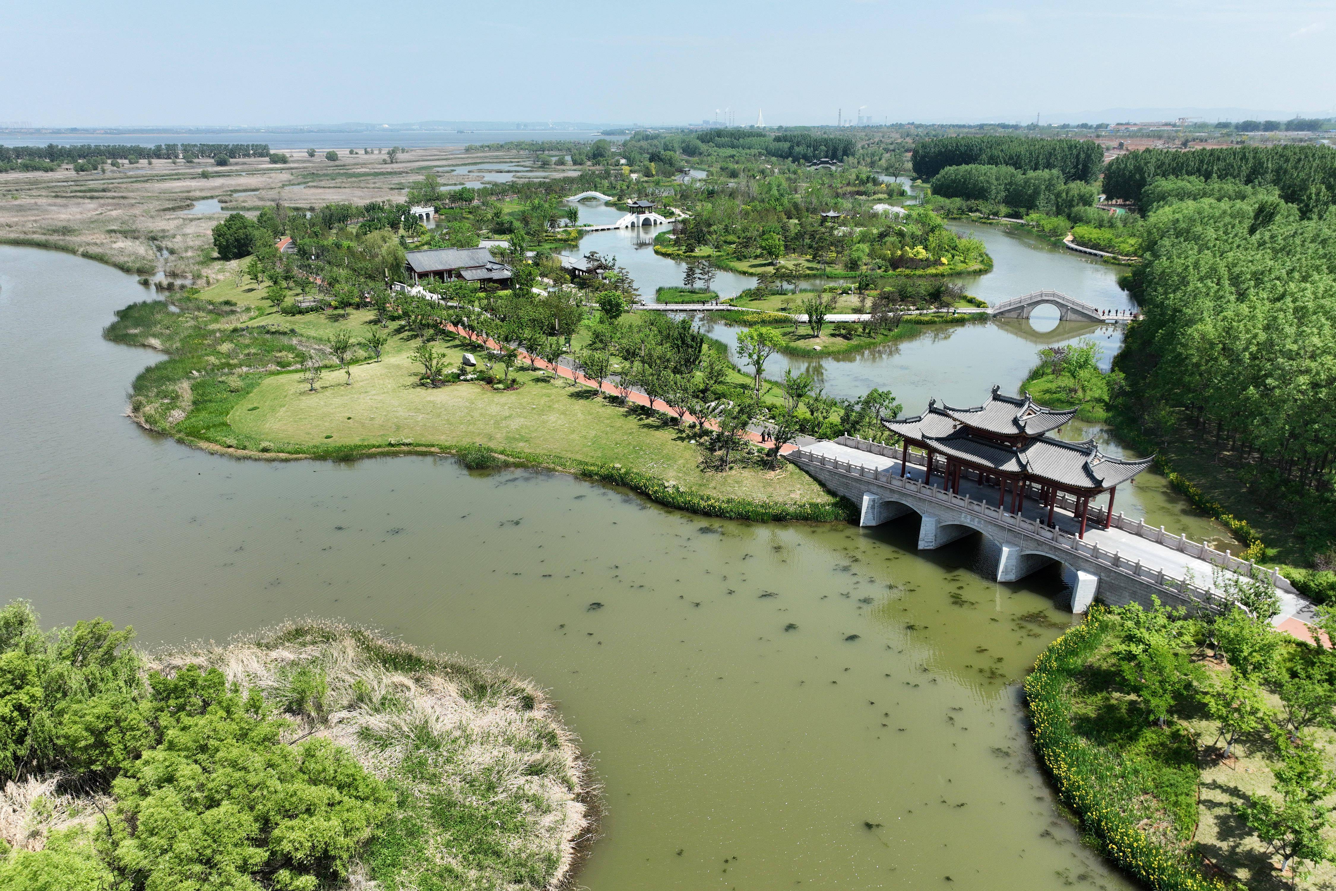 2022年5月13日鸟瞰漳泽湖这是长治市漳泽湖国家城市湿地公园一角(无人