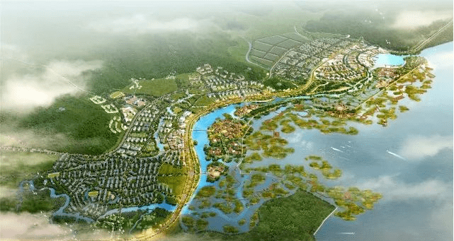 顺着沿浦湾一侧的沿浦海塘往东行进,绿能小镇城市客厅,承包商营地