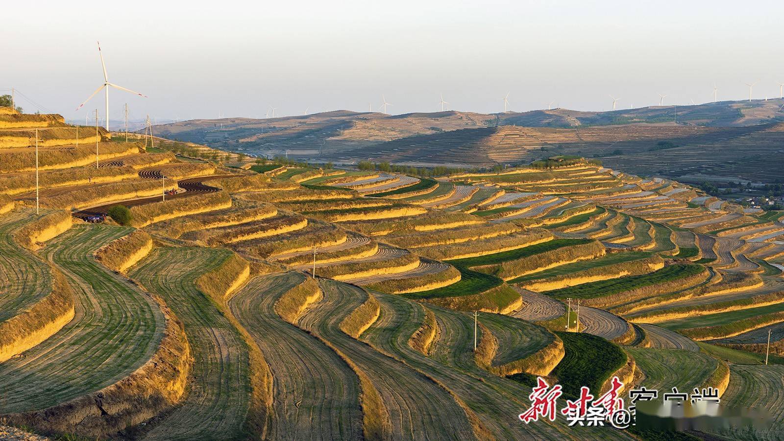 通渭县马营镇夕照梯田别样美_滩村_甘肃_夕阳