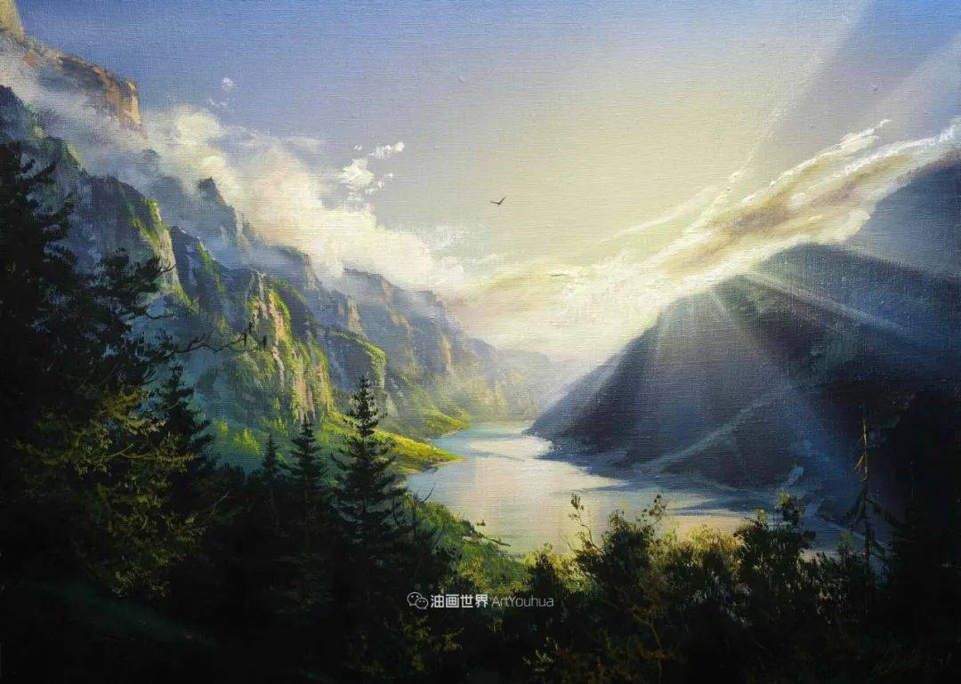 白俄罗斯画家维克多的风景油画让人赞叹不已,无尽透彻的光,独特的森林