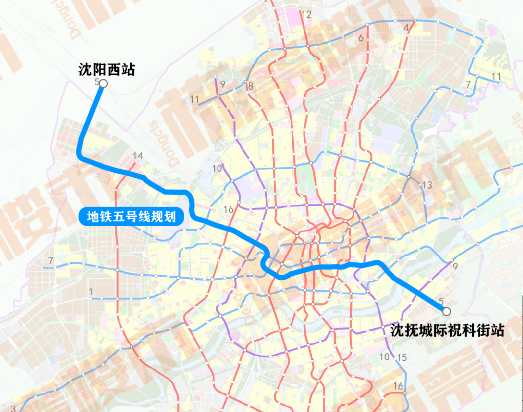 地铁5号线远期线路规划沈阳西站
