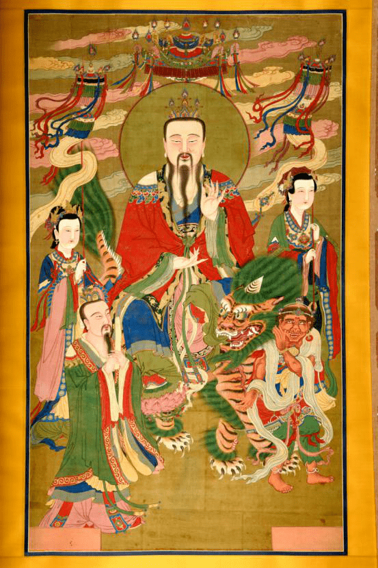 明绢本设色"朱陵度命天尊说经"黄箓图轴▲明绢本设色"黄华荡形天 ""