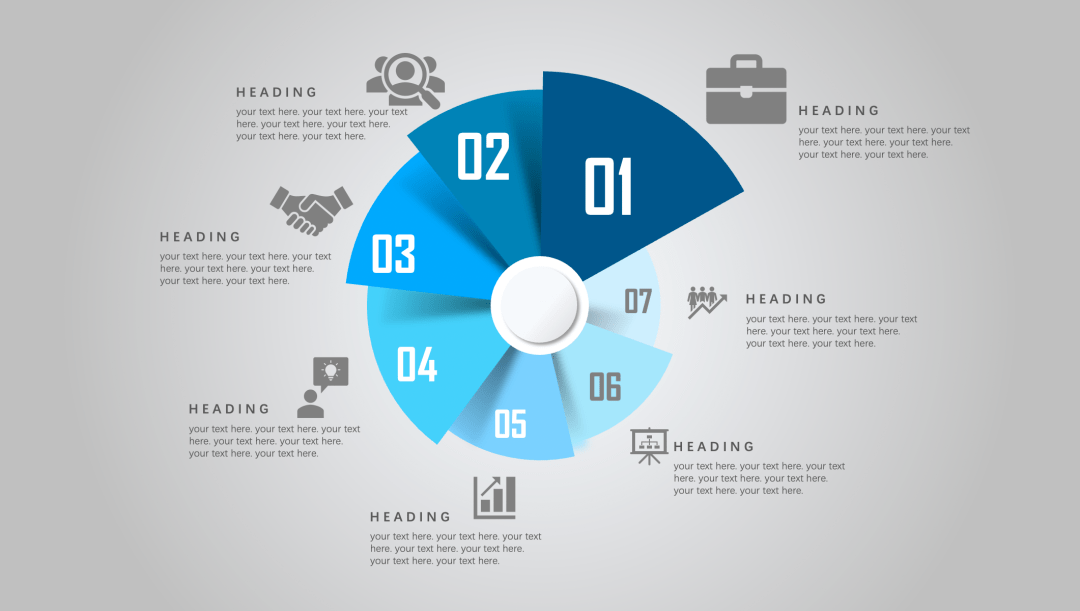 用扇形组成的渐变色饼图编辑更自由