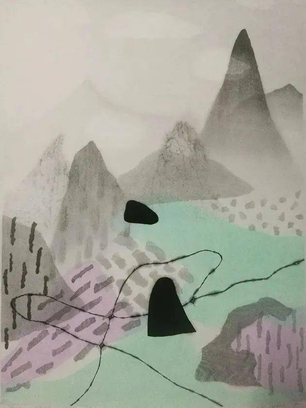 扇面之一(水印木刻)2007 丁立松夏水涛 《渔之二——寻》(水印版画)