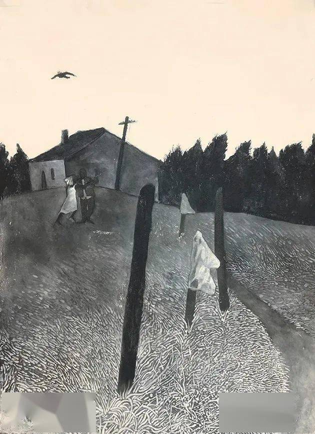 扇面之一(水印木刻)2007 丁立松夏水涛 《渔之二——寻》(水印版画)