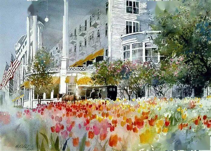 水彩画　印象14　F8号 水彩画印象14F8号