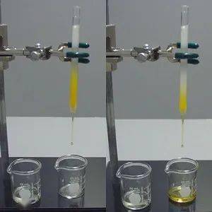 装入硅胶,在桌面上轻轻地敲一敲,将硅胶压实,上方留4-5cm,用于上样和