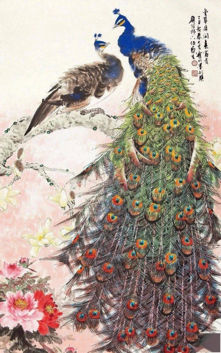 名家笔下的孔雀生动多姿千变万化