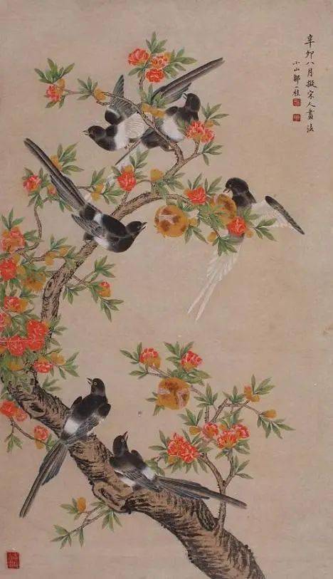 邹一桂  花鳥 邹一桂绘花鸟（一轴） 设色纸本by Zou Yigui on artnet