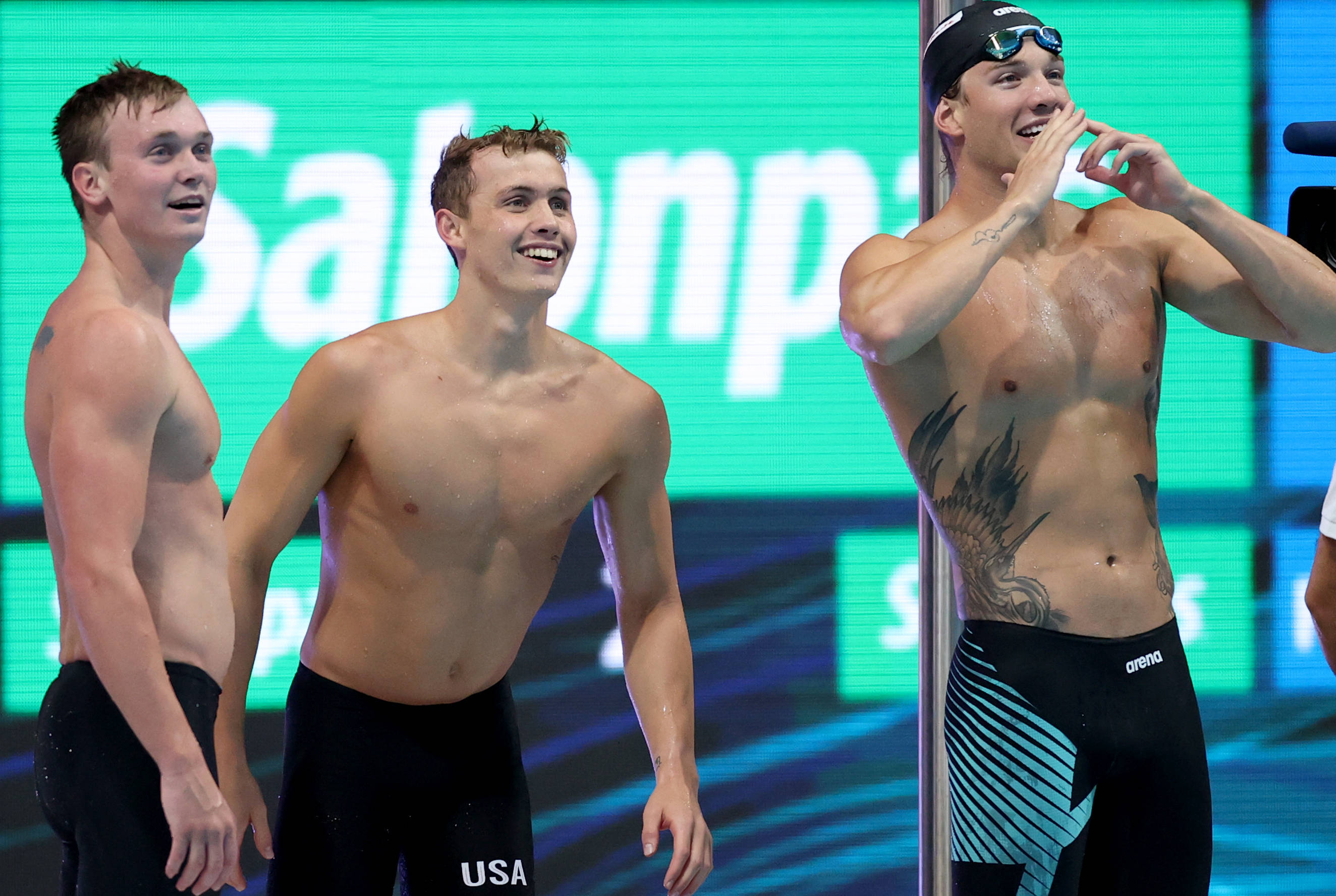 游泳——世锦赛:美国队获男子4x200米自由泳接力冠军