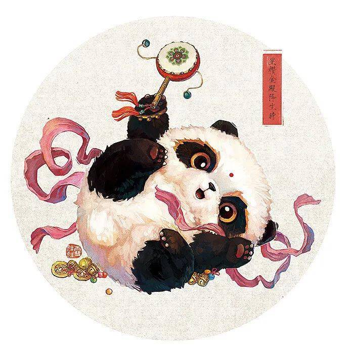 熊猫撅屁股插画图片