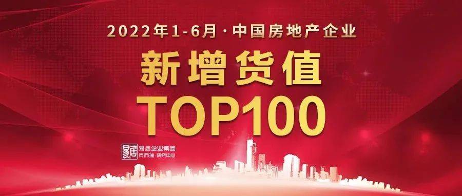 2022年1-6月中国房地产企业新增货值TOP100排行榜_投资_销售_城市