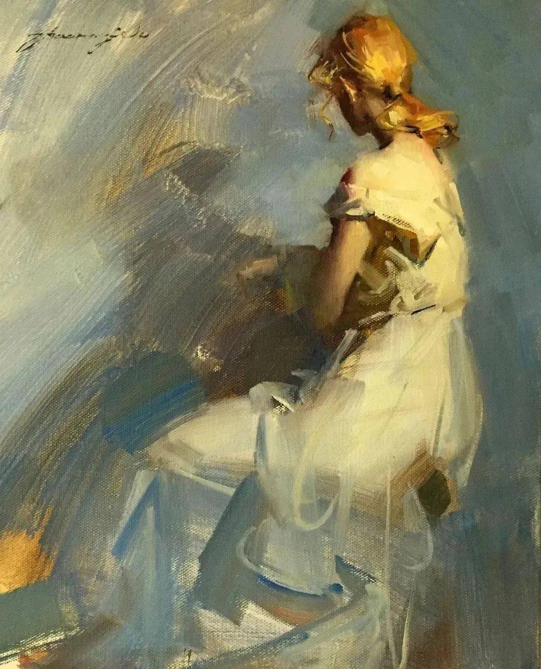 印象派　肉質画　油彩画　作者不明 DIY数字油画套组家居装饰数字油画抽象女人数字油画可客制化油画