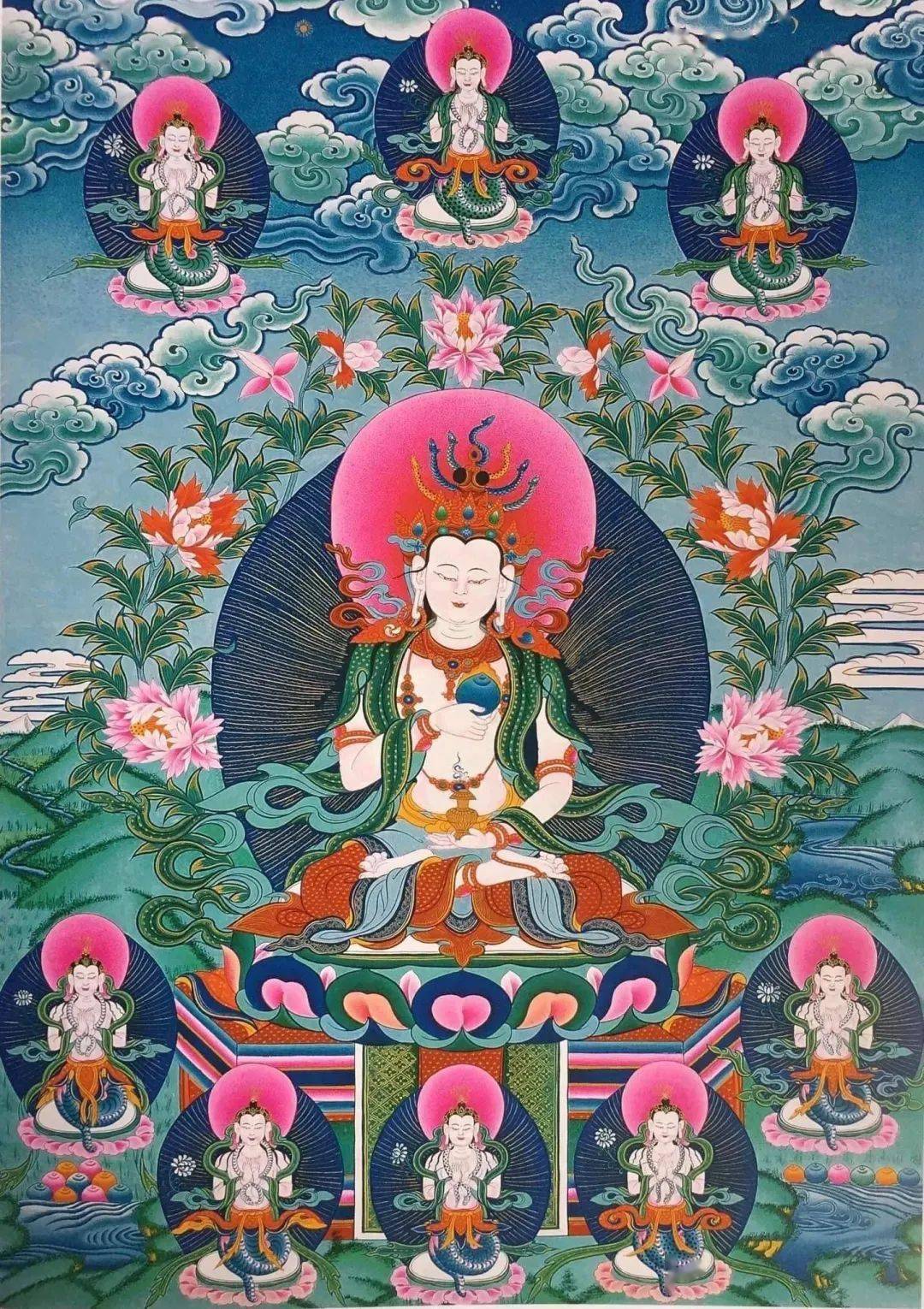 南无不动地广财龙王菩萨摩诃萨(三称)雨宝财富增安住法藏宫,化身色空