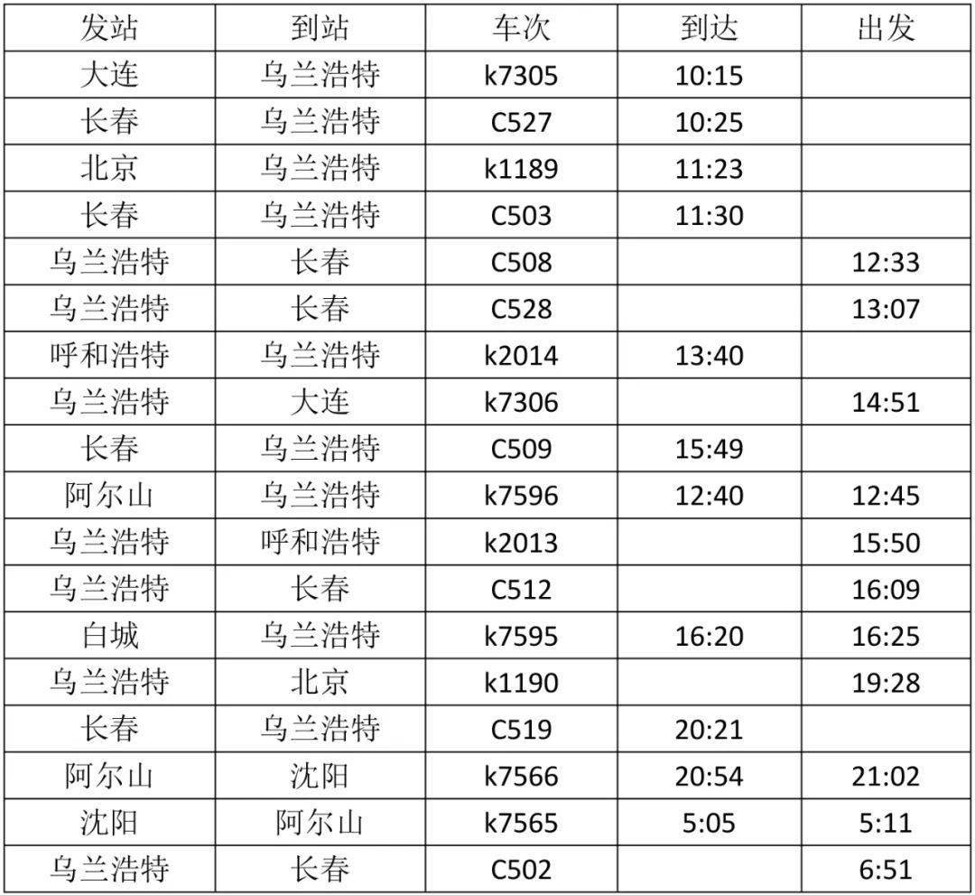 兴安盟最新航班火车时刻表，收藏起来出行必备！