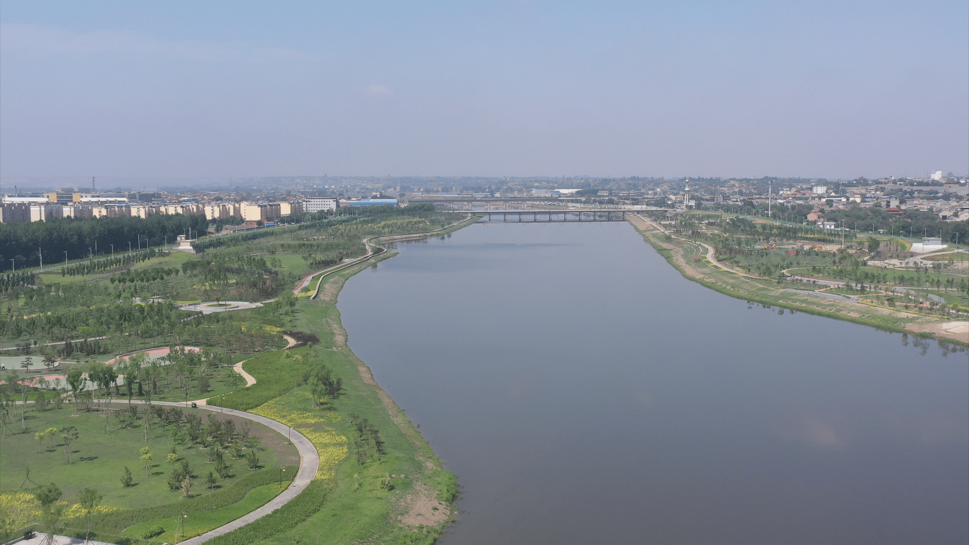 新绛汾河生态公园:水清,河畅,岸绿,景美