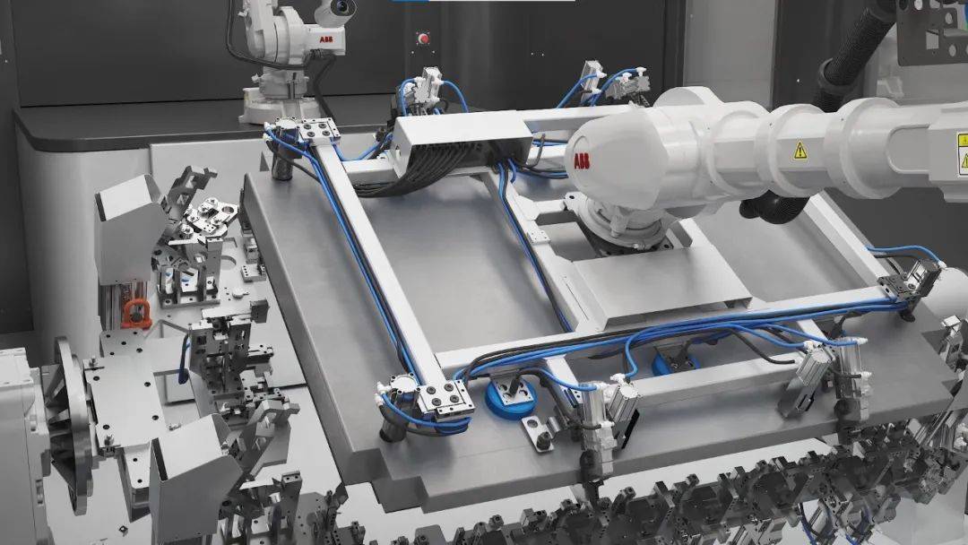 重磅视频公开揭秘abb机器人新能源汽车电池盒托盘生产线
