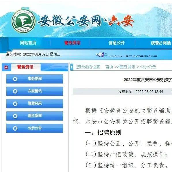 247人！六安市公安局公开招聘！_工作_人员_警务