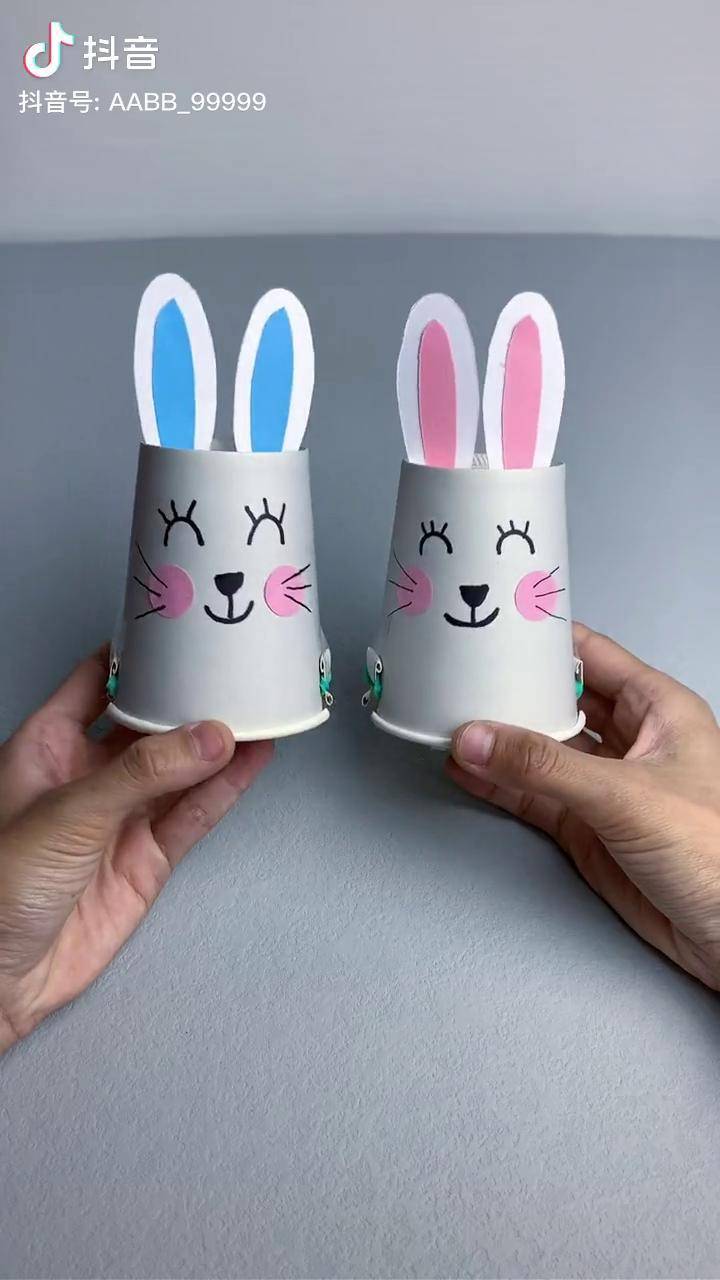幼儿园手工纸杯小兔子图片