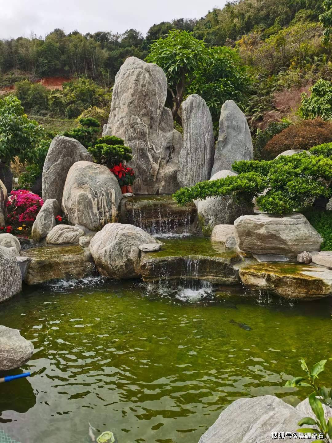 哪里有泰山石景观石,水池泰山石假山观赏_石头_草坪_风景