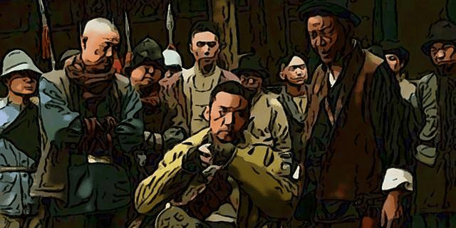 要是再多话,就吃我一砍刀!"盗贼怒眼圆睁.