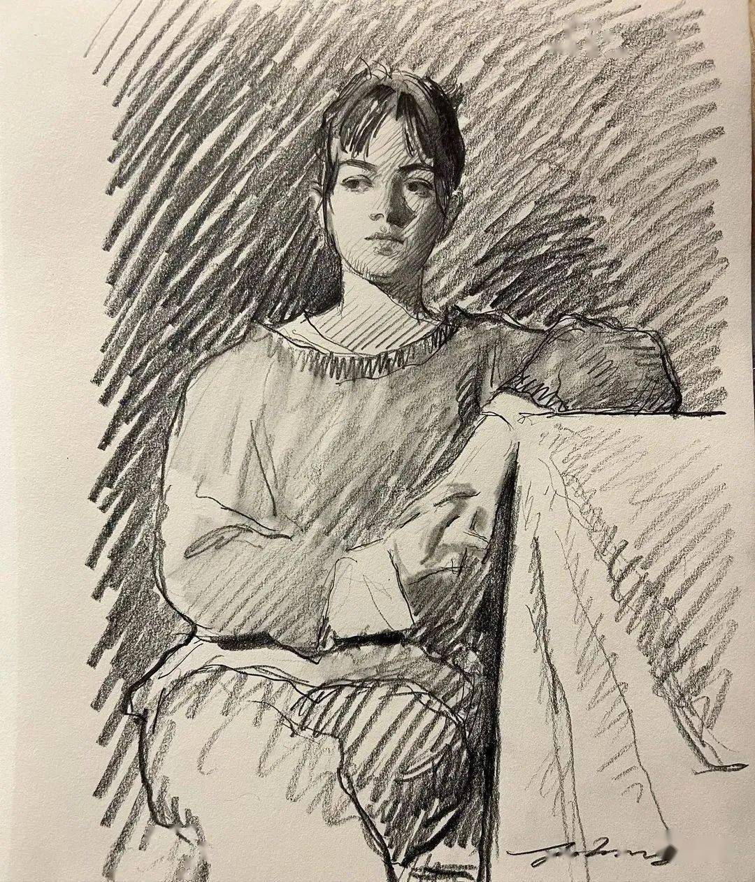 中国留学生姜毅在列宾美院荣获速写第一名_绘画_结构_动态