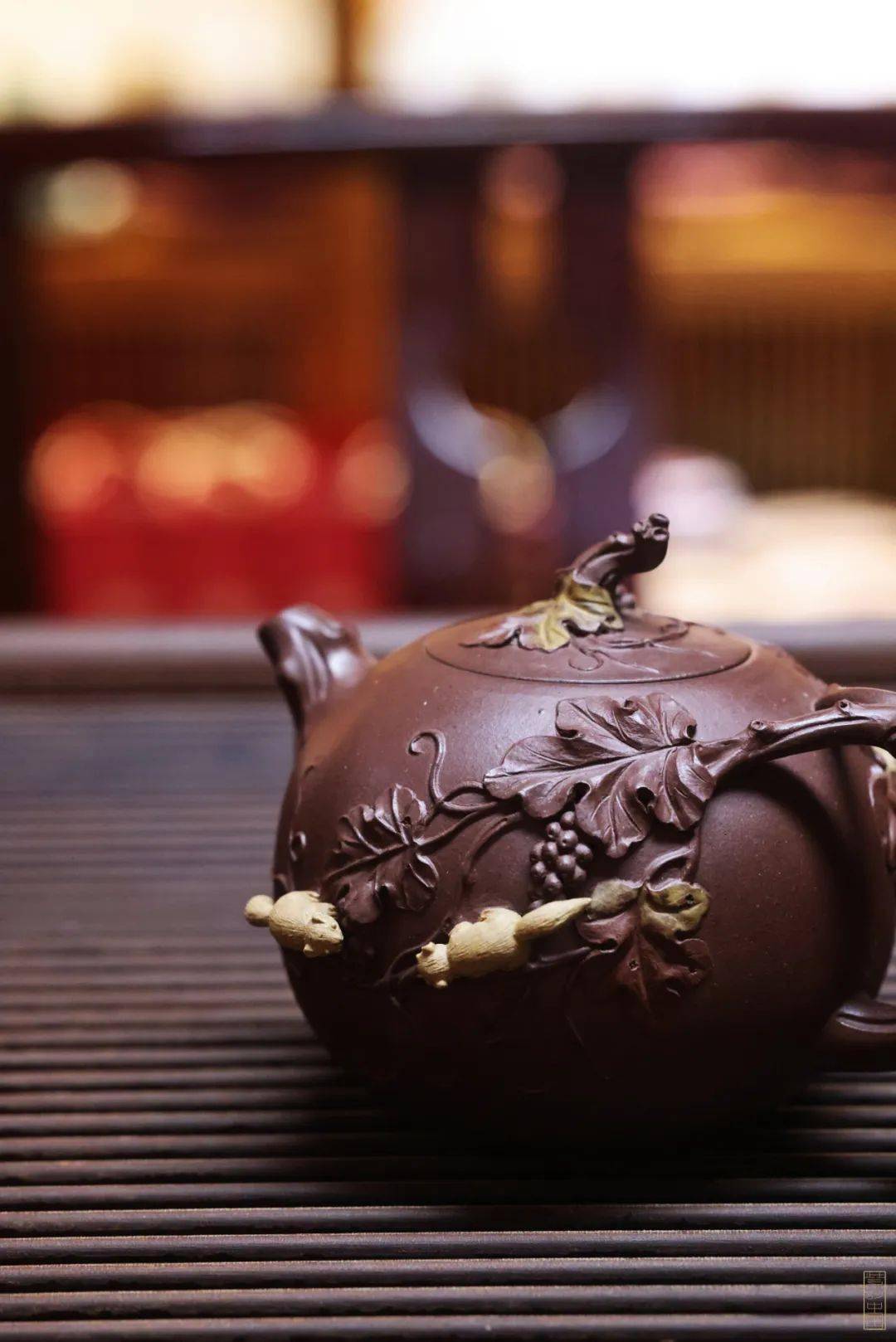 寅仙式松鼠葡萄 戴骏阳_圆球形_壶盖_枝干