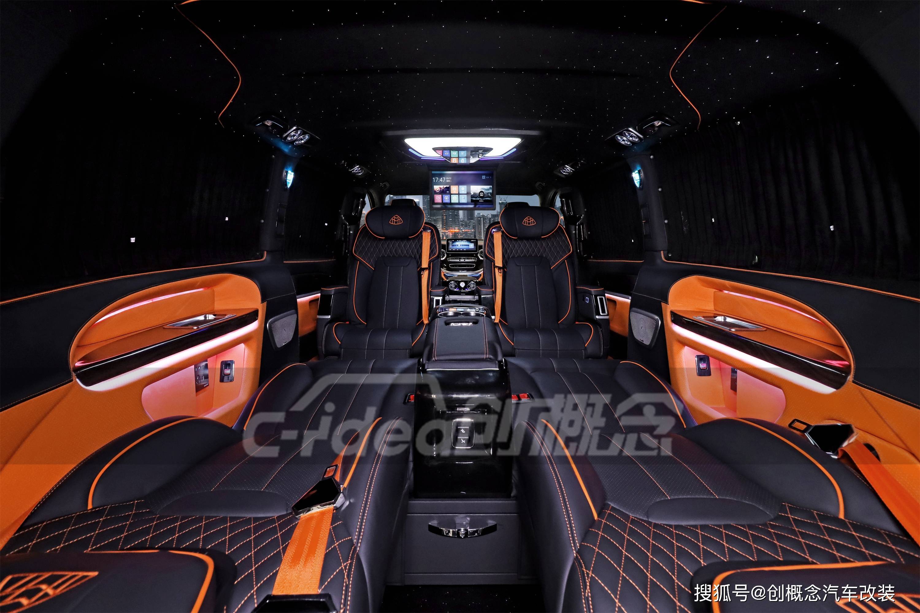 打造个性与时尚兼备的风格内饰,奔驰威霆改装后效果图案例分享_搜狐