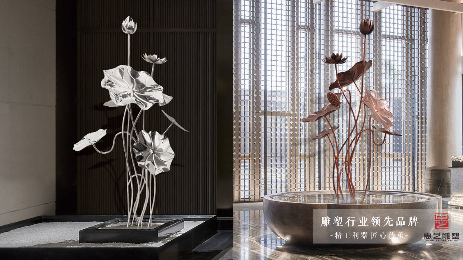 不锈钢仿真镜面荷花池塘水景雕塑欣赏_莲花_象征_植物