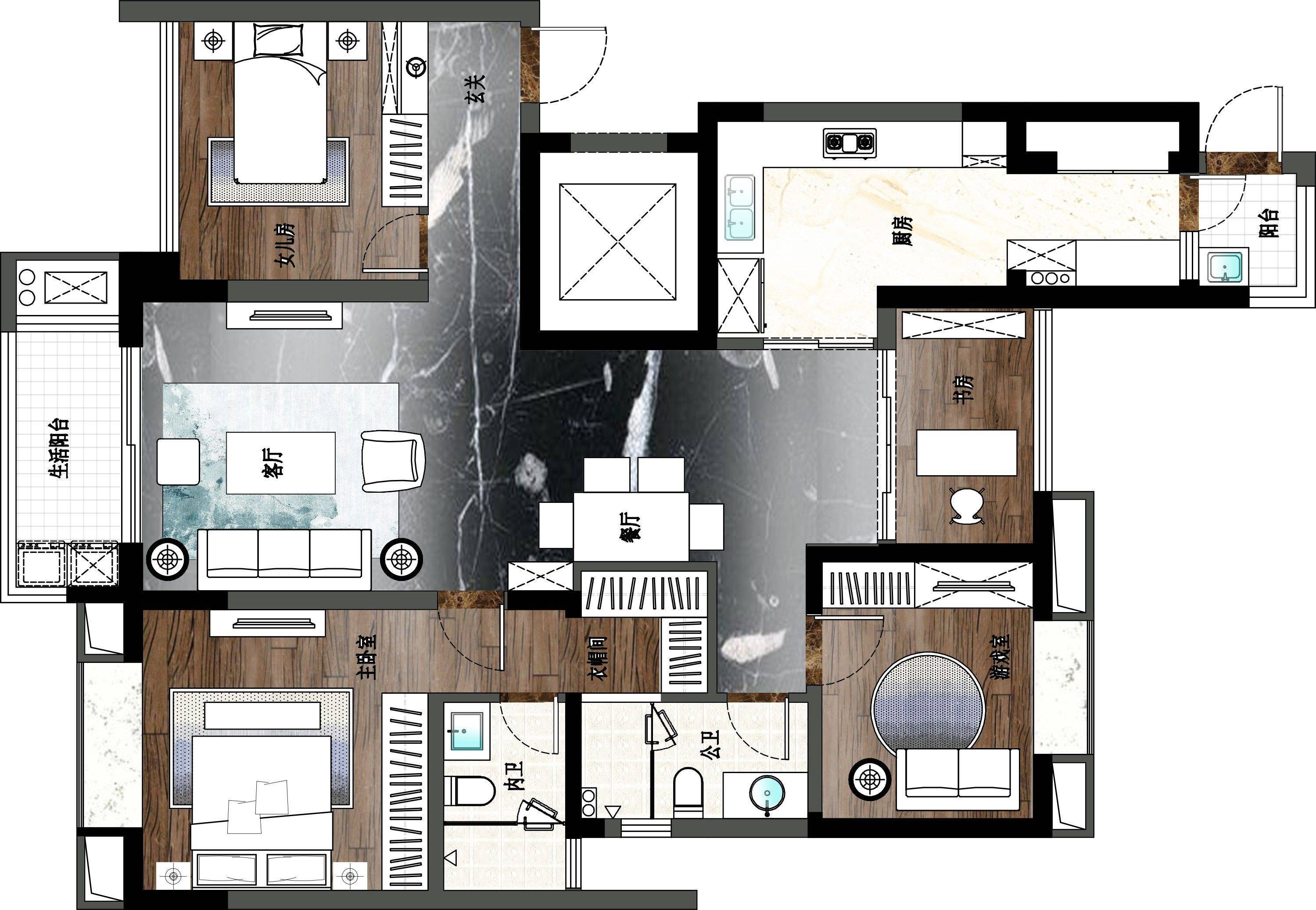 爆改105平 三口之家装修天花板_风格_房子_餐厅