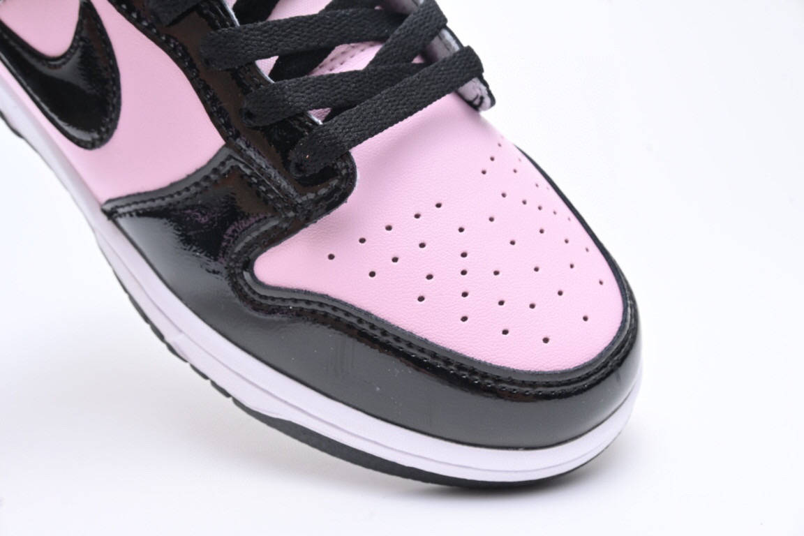 耐克nike dunk low pink and black patent 漆皮黑粉板鞋_粉色_黑色