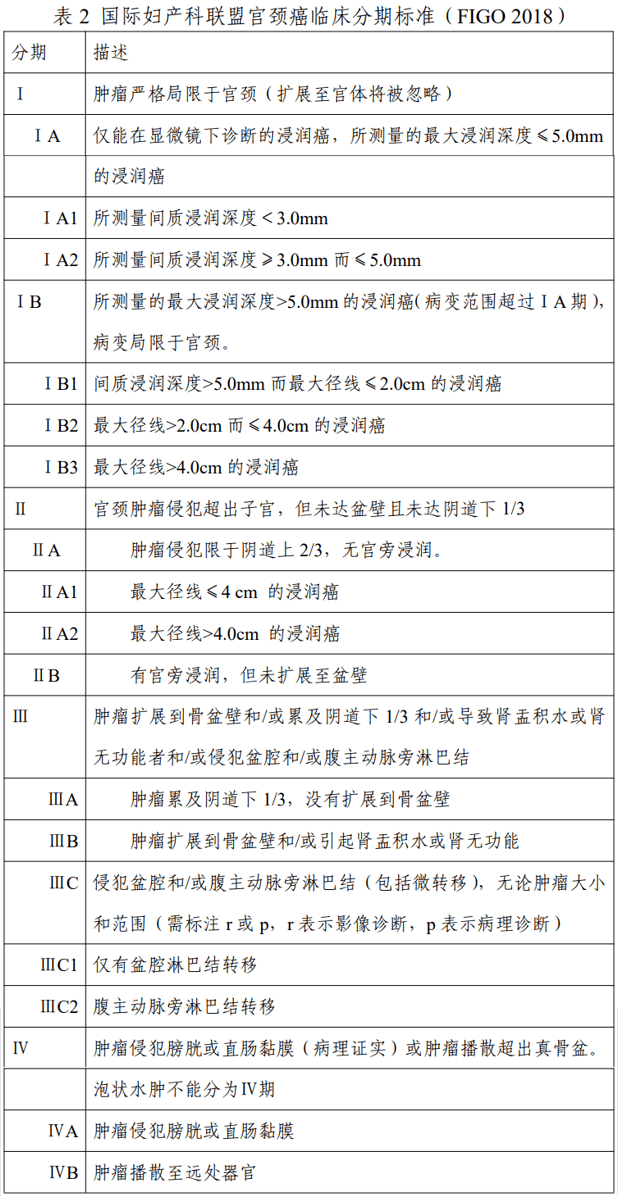 由妇科检查确定临床分期(表 2.