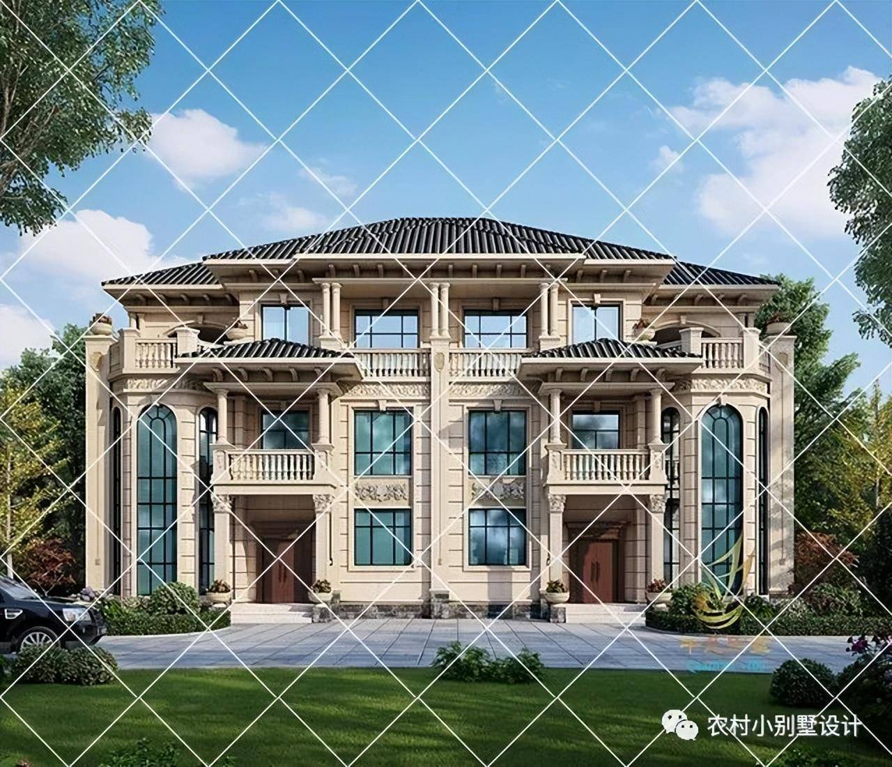 18款欧式双拼别墅,罗马柱落地窗,兄弟俩亲情不分家,_农村_问题_设计