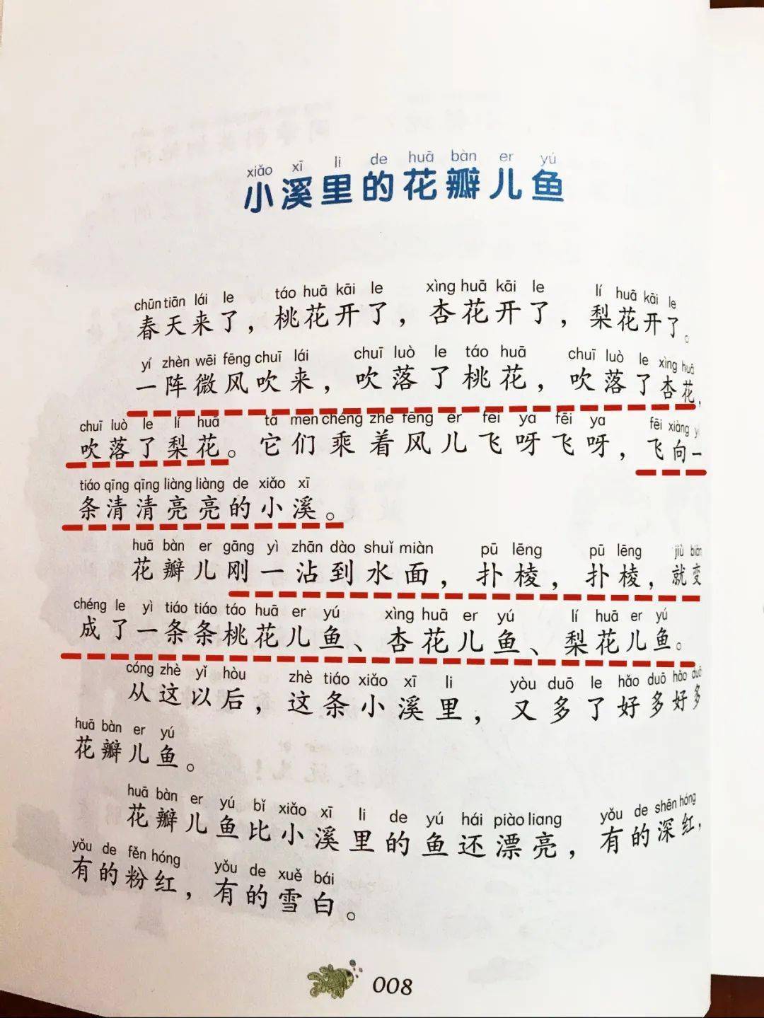 《小溪里的花瓣儿鱼》是出自金波的童话,景色描写,让人意犹未尽