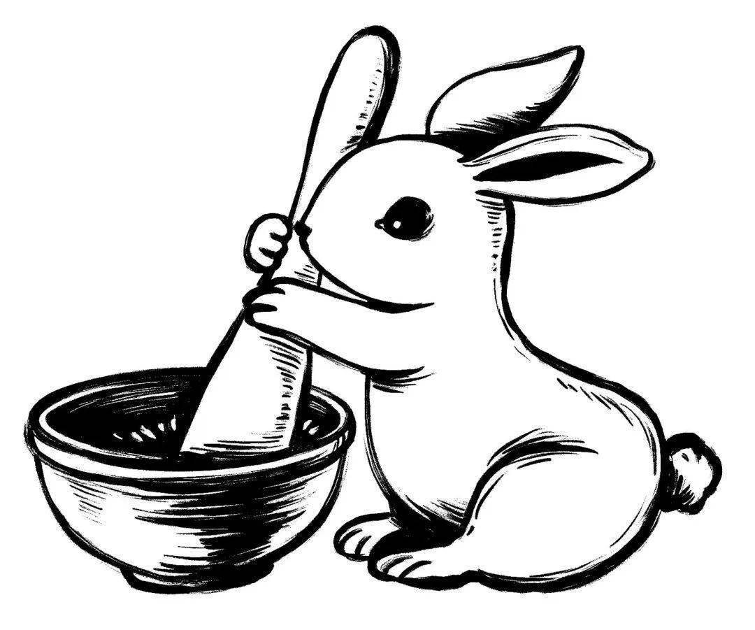 玉兔简笔画奔月简单图片