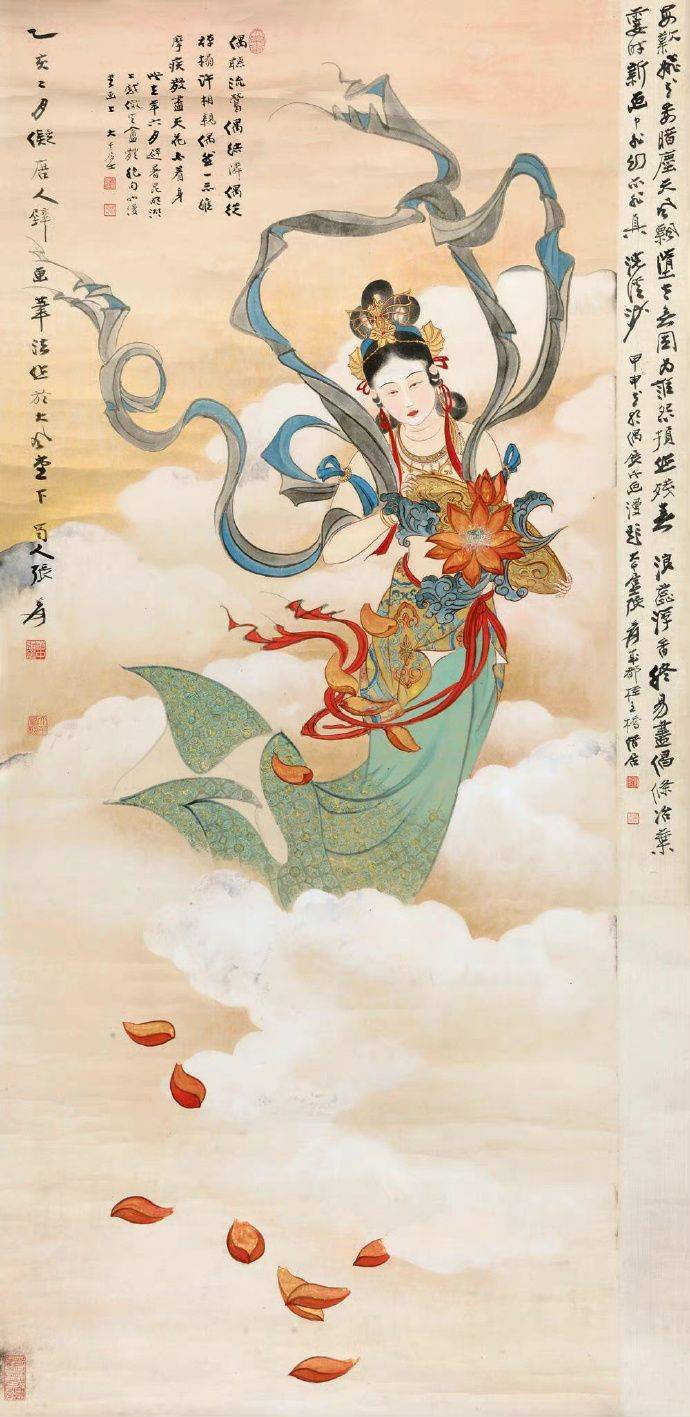 张大千人物画敦煌佛像仕女图赏析】_搜狐网