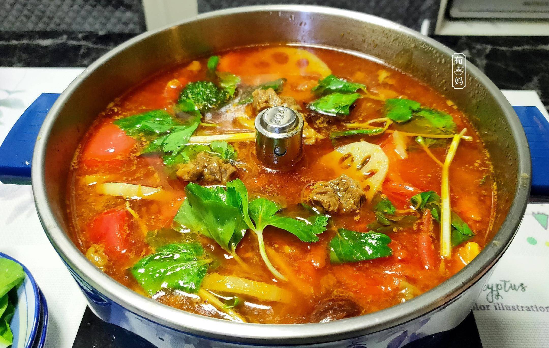 天冷了自己在家做番茄牛腩锅,成本70元,鲜香味美又实惠,真解馋_做法