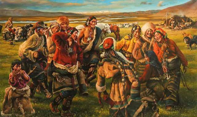 裴庄欣 《草原上的锅庄舞》160x220cm 布面油画,1984年潘 之 pan zhi