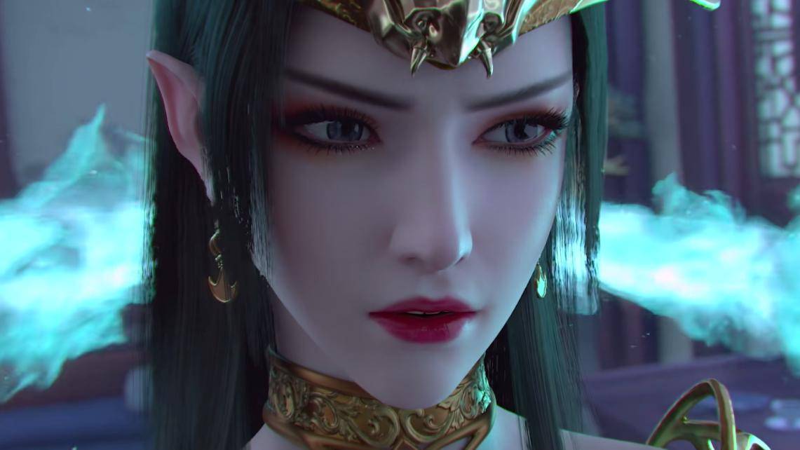 美杜莎"皇帝装"曝光,头戴冕冠红袍绝了,又美又霸气_风格_身材_头发