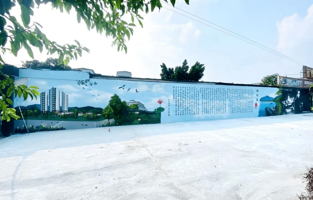 文化墙悦来镇:倒排工期 专人推进项目进度绑扎钢筋,浇筑混凝土,护坡铺